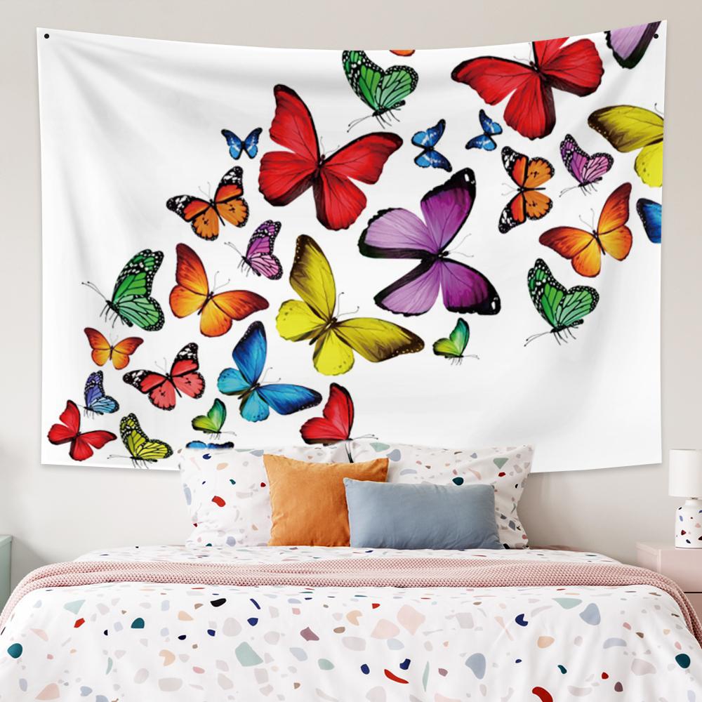 Colorful psychedelic butterfly mandala tapestry aesthetics wall hanging celestial carpet home dormitory decoration tapiz