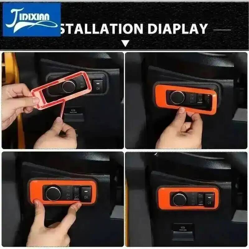 AJF1 JIDIXIAN Car Headlight Light Lamp Switch Panel Decoration Covers for Ford Bronco 2021 2022 2023 2024 2025 Interior Accessories