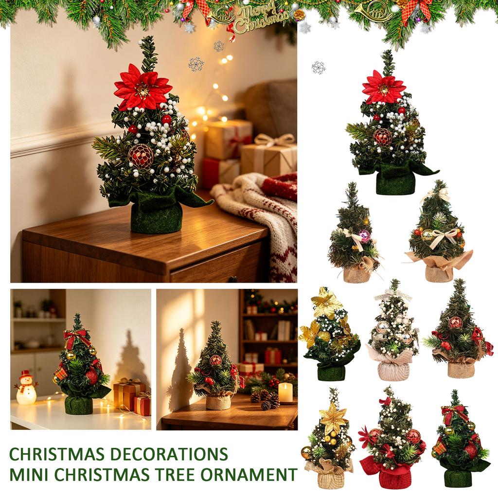 Christmas Tree Decorations Tabletop Desktop Ornament for Window Shelf Holiday Party Small Gift