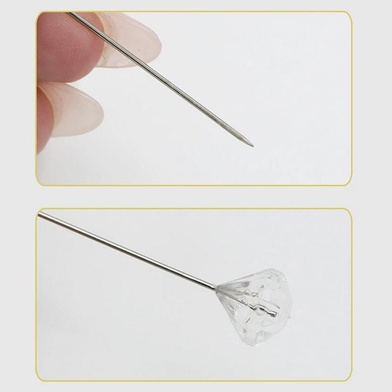 50/100Pcs Diamond Bouquet Corsages Pins Flower Crystal Rhinestones Floral Positioning Pins For Wedding Bridal Bouquets