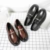 British Style Metal Buckle Design Loafers Handmade Casual Leather Footwear Male Business Outdoor Soft Middle Heeled Leather Shoe