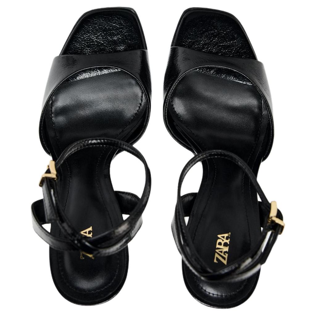 Zara Pu Stylish Minimalist Commuter Ankle Strap Sandals Women Sandals Black 12318510-38