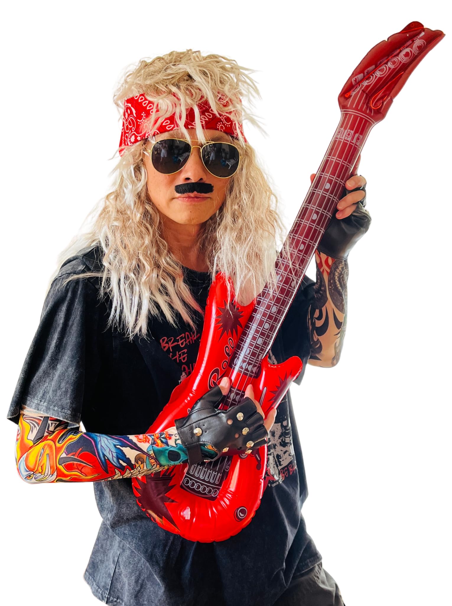 

Костюм для косплея Канаэлун Рок-звезда Хэви-метал с париком, 7 предметов, подходит для мероприятий и школьных фестивалей, один размер, вечеринок в конце года, (Красный, Самый)