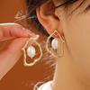 French Retro Baroque Pearl Irregular Earrings, Light Luxury Niche Design Sweet Temperament Earrings