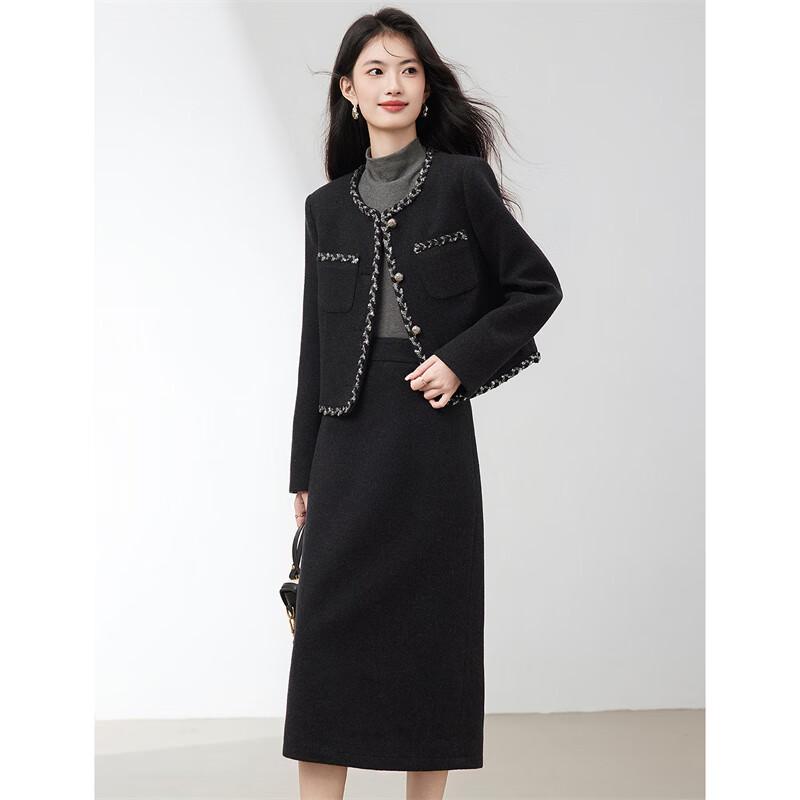 Xinfei Yu Merino Wool Tailored Jacket & Skirt Set