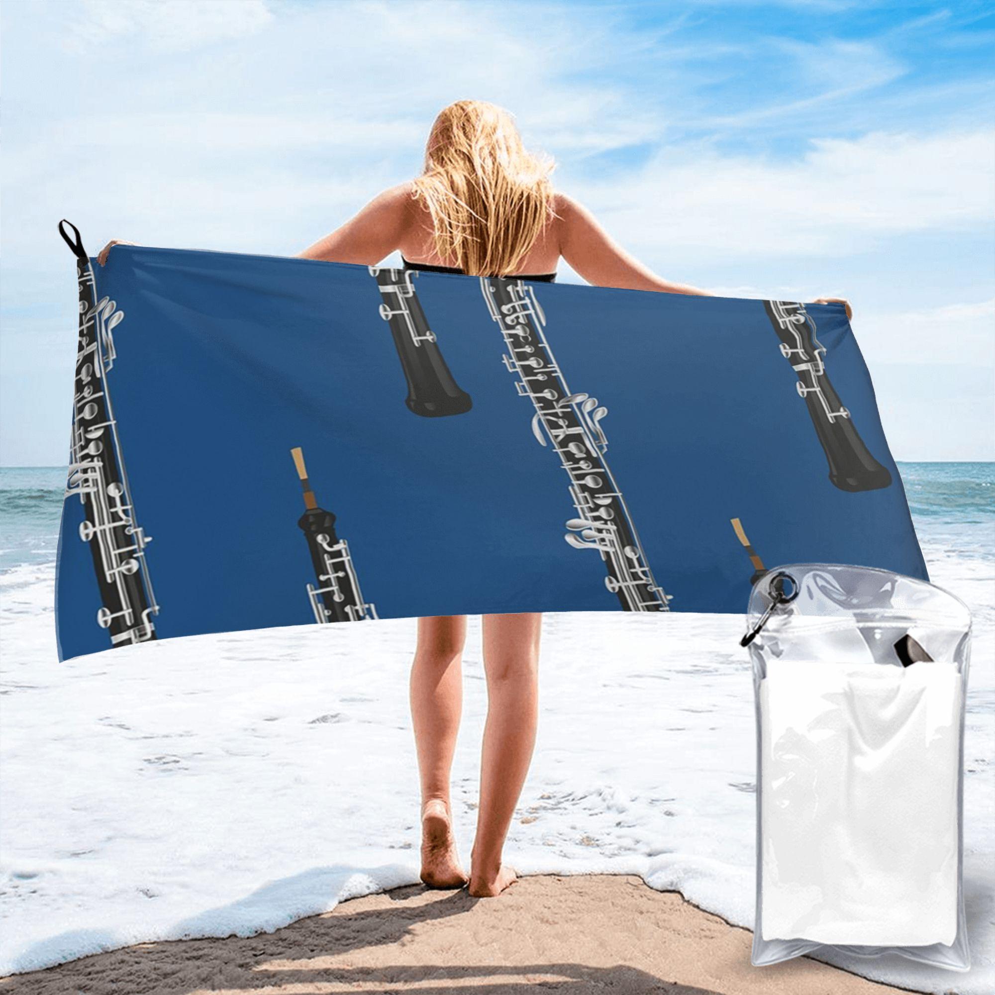 Jmg Household Supplies Blue Oboe On Beach Towel Soft Microfiber Quick Dry Absorbent Quick Towels For Pool