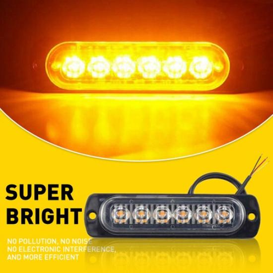 10X 6 LED Amber White Grill Side Marker  Strobe Light Bar Kit Tow Truck