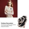 Brooch Pin Camellia Shape Elegant Exquisite Rhinestone Embellished Brooch for Women Clothes Silk Scarf Decoration GiftBlack 