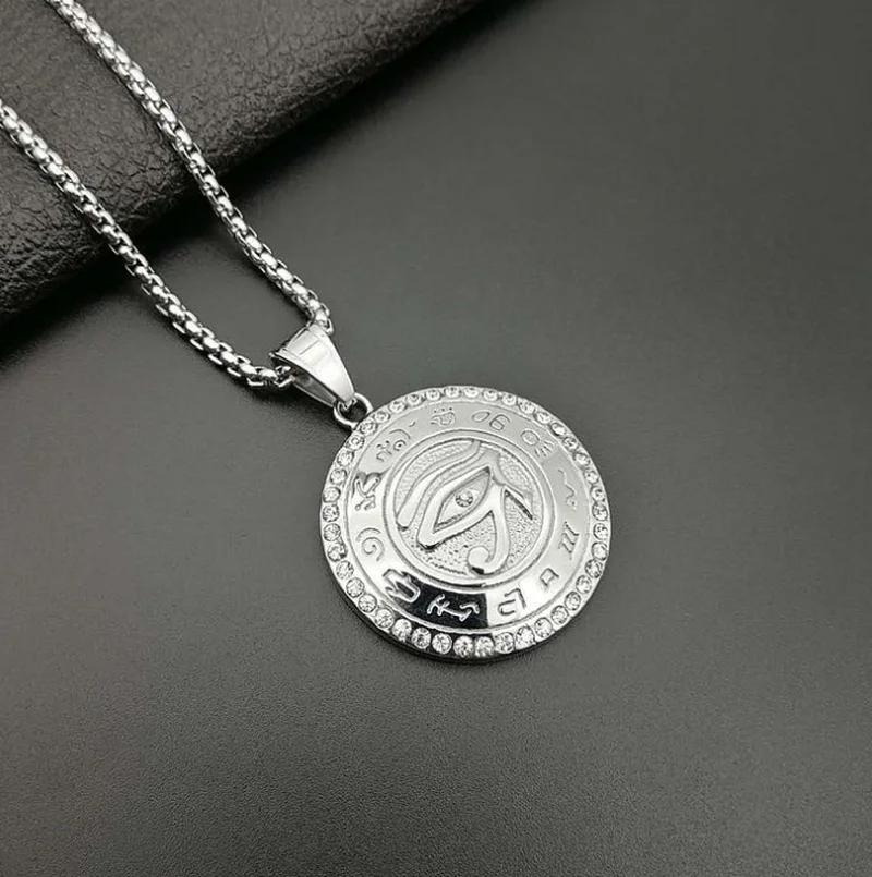 Rotating Eye of Horus Necklace for Men Retro Egyptian Amulet Pendant