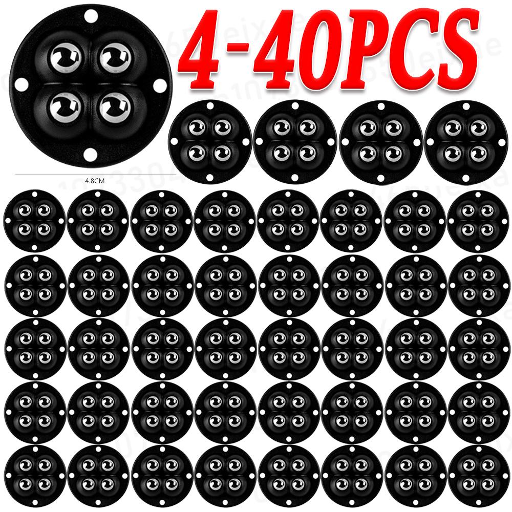 4-40pcs For Furniture Stainless Steel 360 Degree Roller Self Adhesive Furniture Caster Home Strong Load-bearing Universal Wheel