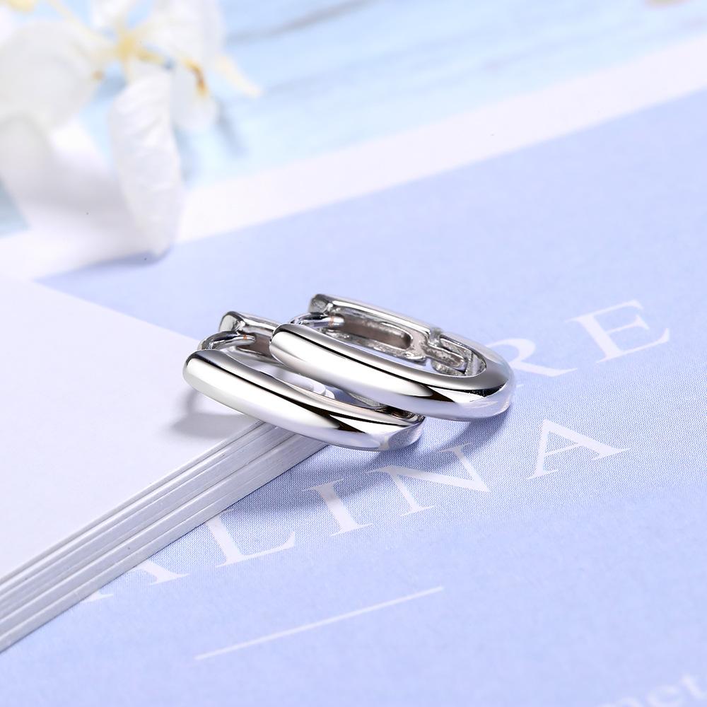 New Simple Smooth Oval Earring Thick Small Earrings Circle Silver Needle Earrings for Women Man Fashion