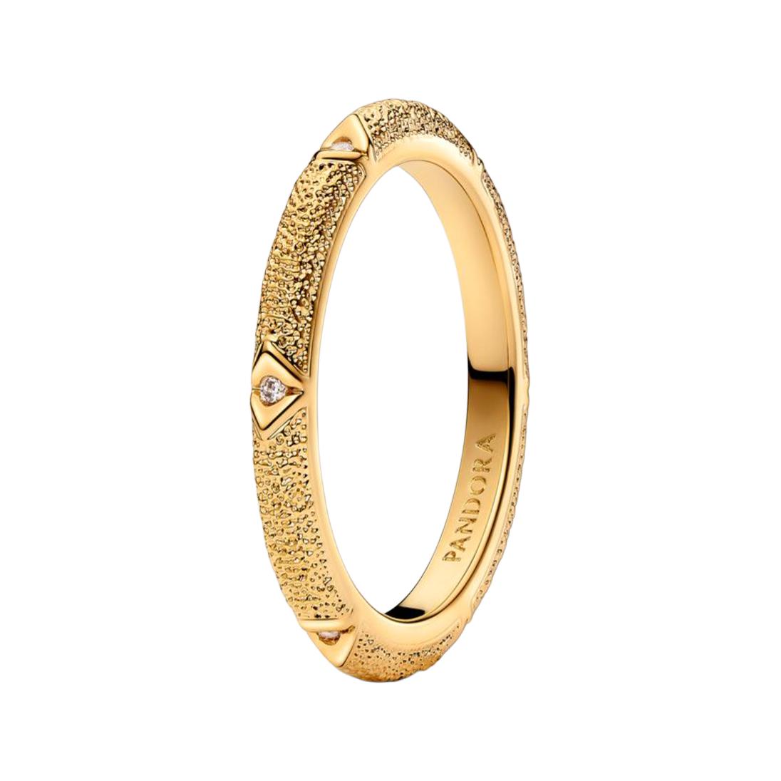 Pandora Textured Triangle Pierced Design Ring Women ring Gold 163322C01 Box,54