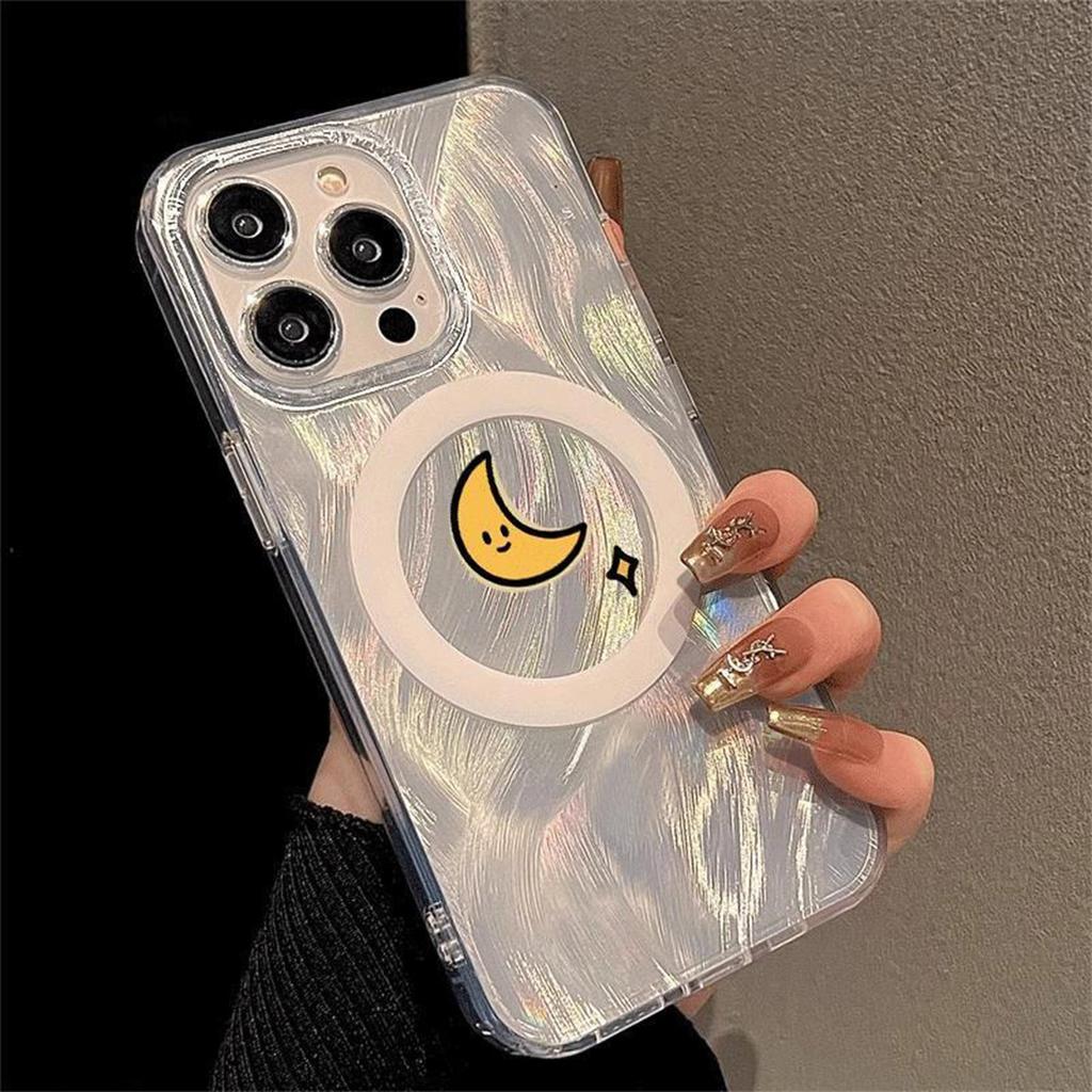 For Apple Phone Case Soft Rubber Feather Yarn Imd Magnetic Suction Shell for Apple 15plus Phone Case Strong Magnetic Advanced New Model