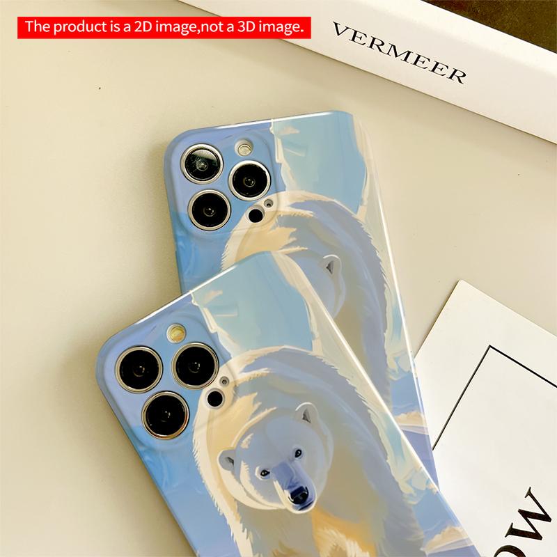 2DFlat Polar Bear in Sunlit Ice Landscape All inclusive film hard iPhone case, compatible with iPhone 18 Pro Max 17 16 15 14 13 12 11