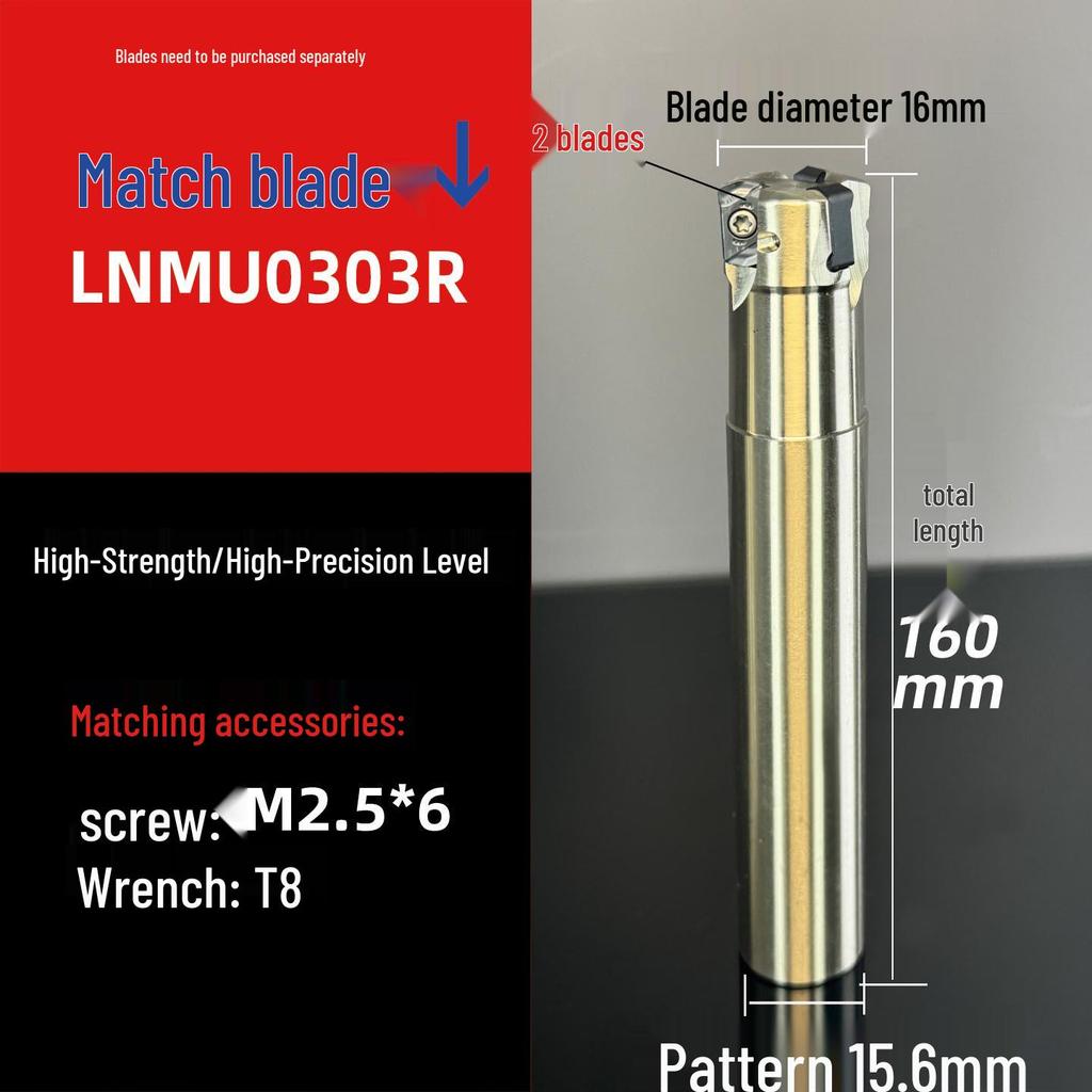 Shock-Resistant Fast Feed Milling Cutter Holder with Double-Sided Exn03R Toshiba lnmu0303 Insert for 4NTE90 Roughing.