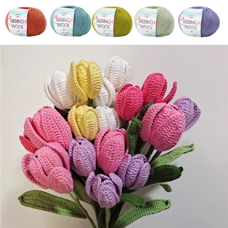 Soft Worsted Weight Yarn Wool Yarn Hand Knitting Yarn 1.76oz/Roll For Knitting Rugs Sweaters Scarves Hat Gloves