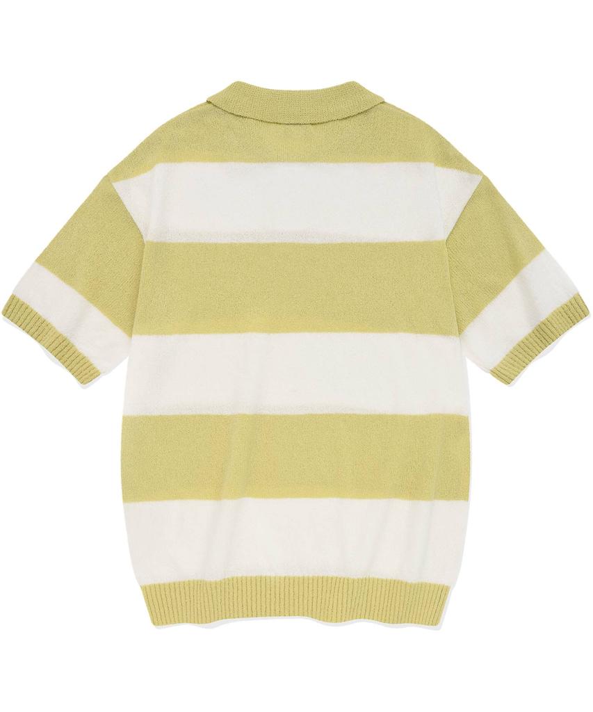 COVERNAT C Logo Rugby Collar Half Knit Lime