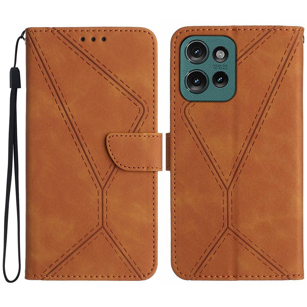 HT05 For Motorola Moto G75 5G Case Skin-Touch Lines PU Leather Flip Phone Cover