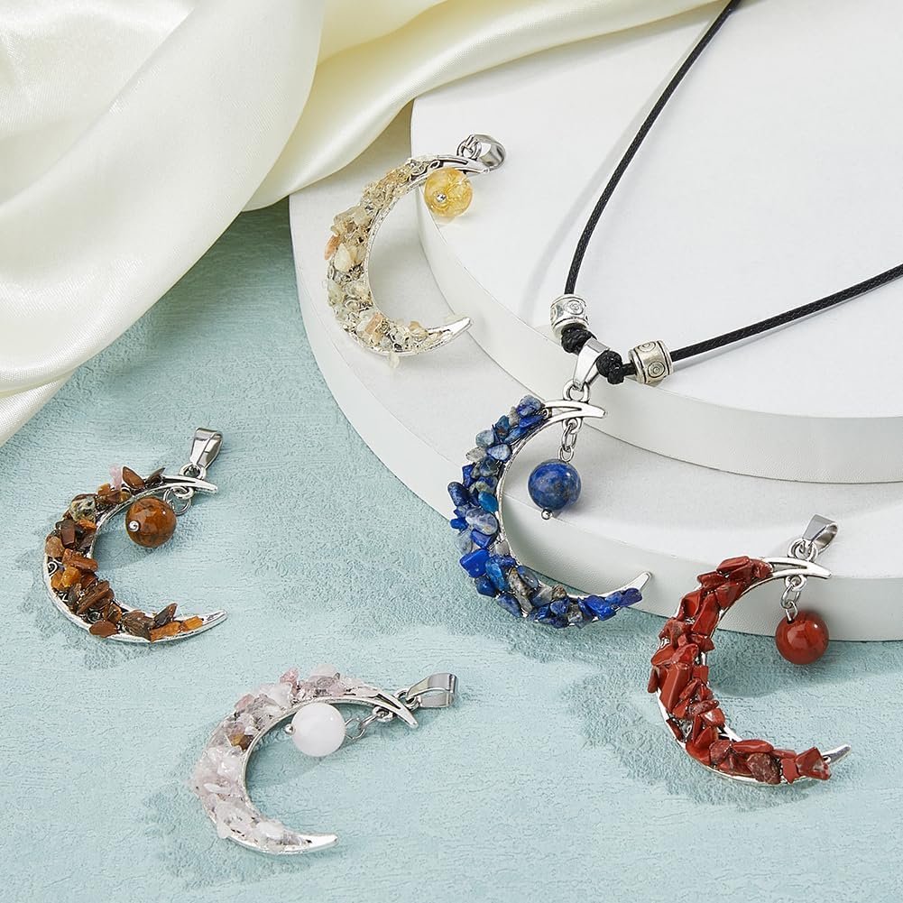 SUPERFINDINGS 16 шт. Подвеска-полумесяц с крошкой из драгоценных камней, 8 стилей, подвеска-шарм в виде луны из натуральной крошки, подвеска-полумесяц, подвеска-изогнутая луна со звездой, разноцветная