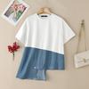 ZANZEA Womens Round Neck Patchwork Short Sleeve Irregular Hem Casual T-Shirts