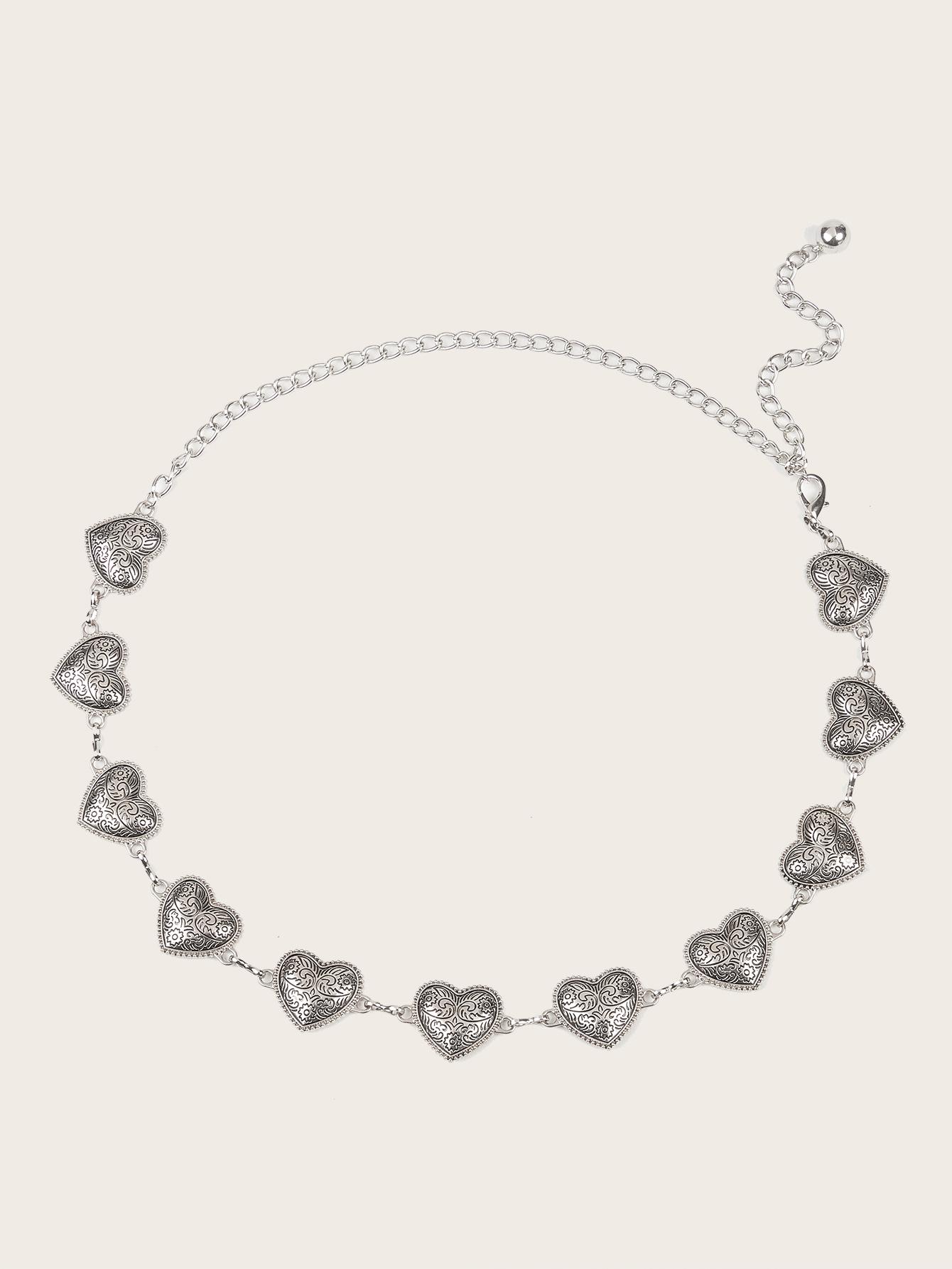 

Легкая роскошь античное серебро любовь поясная цепочка женская нишевая текстура ретро цепочка для ремня аксессуары