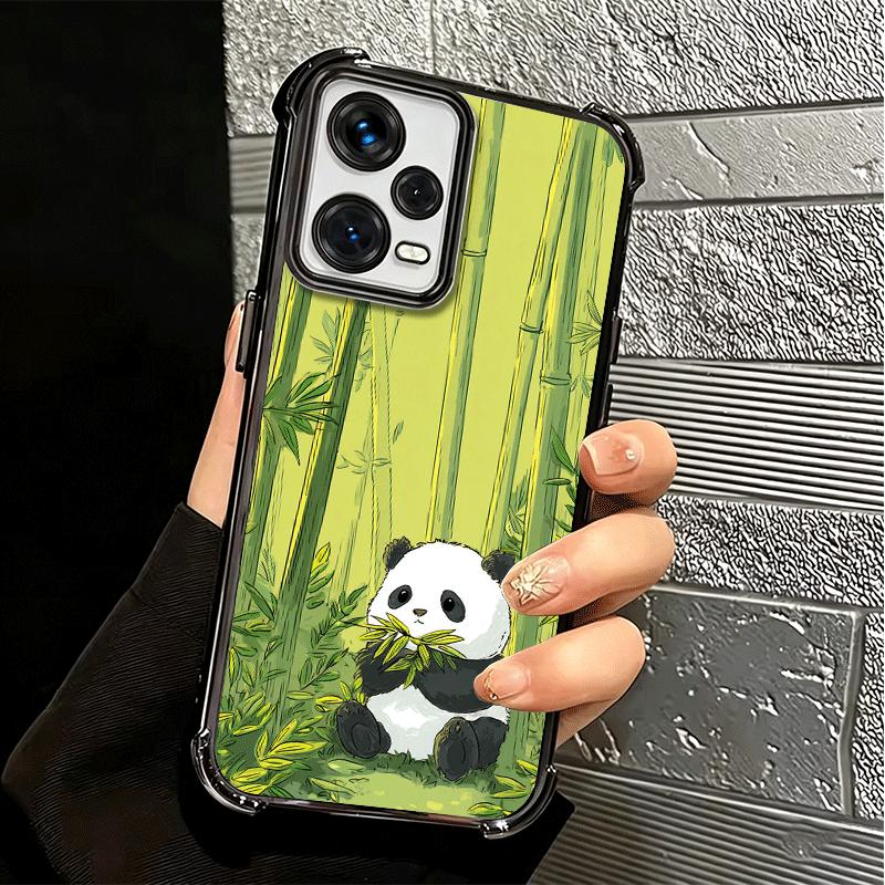 Cute Cartoon Panda Plating Phone Case For Xiaomi Redmi Note 14 15 Pro Plus 13 12 11 11S 11T 10 9S 9 5G Anti-Fall Airabag Cover