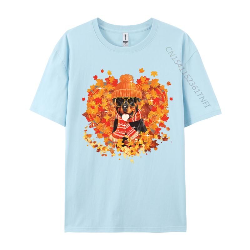 Rottweiler Dog Fall Pumpkin Autumn Tshirt Men Cute Printed Tshirts Adult Funny Tee Shirts Black Shirt Graphic Tees