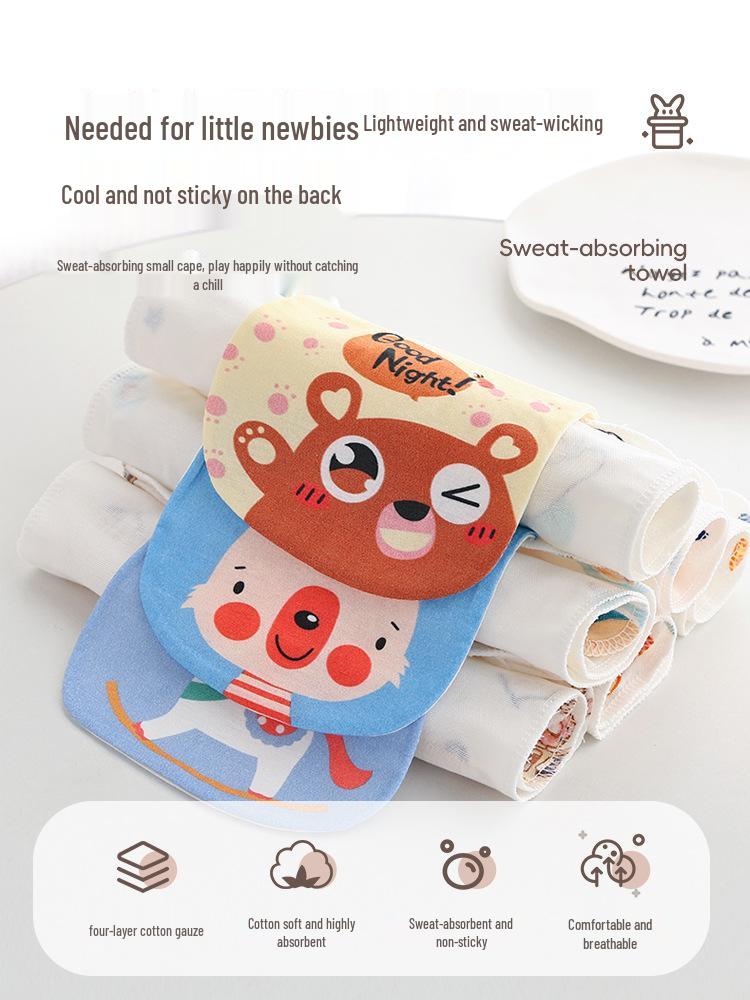 Pure Cotton Baby Sweat-Absorbing Towel - Four-Layer Gauze, Breathable, Class A, Ideal for Kindergarten.