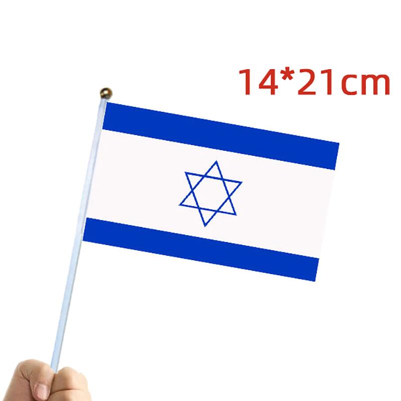 10Pcs Israel National Small Hand Held Waving Flag With Flagpole Car Window Flag Three Sizes Flag Indoor Outdoor Home Decor
