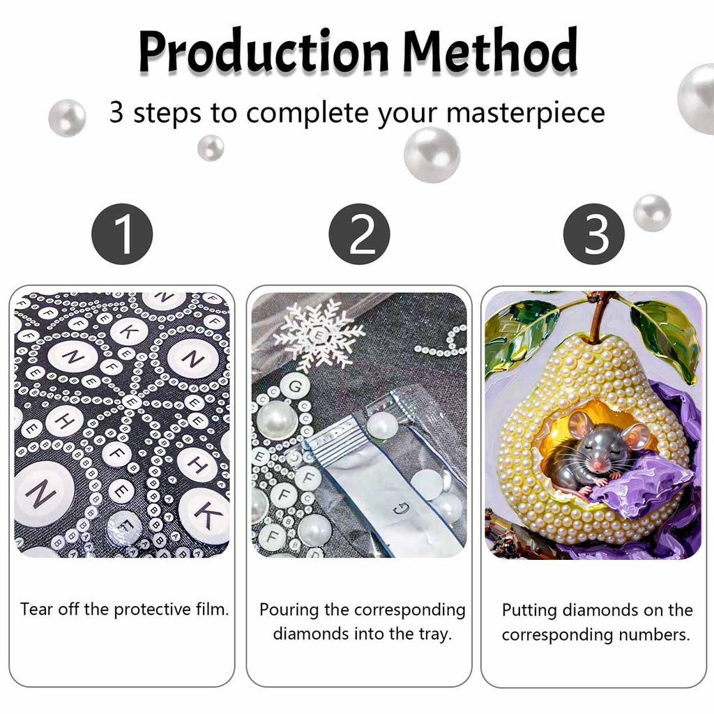 Animal pearl painting handmade diy mouse pearl art painting stickers home decoration gifts