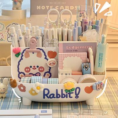 Θήκη επιτραπέζιου στυλό Kawaii μεγάλης χωρητικότητας Χαριτωμένο κουτί αποθήκευσης χαρτικών Creative Cartoon Θήκη μολυβιών Ins Desk Organizer για κορίτσια
