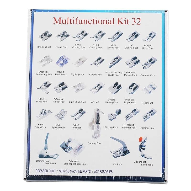 32-52pcs/Set Sewing Machine Presser Foot Press For Brother Singer Kit Braiding Blind Stitch OverLock Zipper Ruler Parts