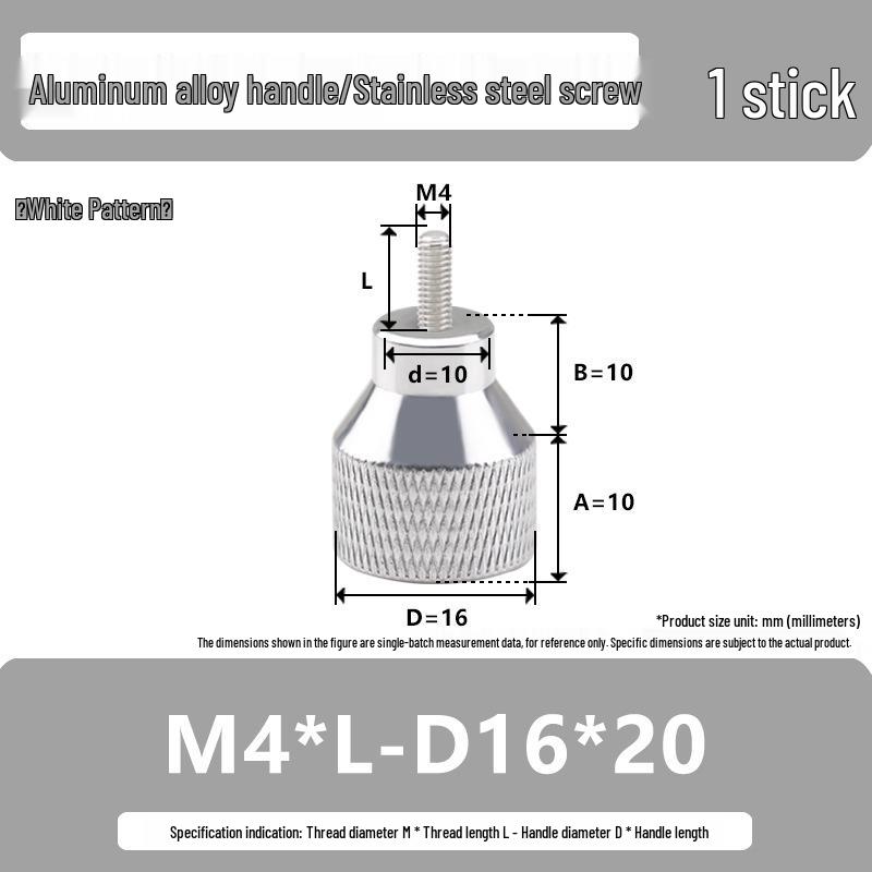 M4 Aluminum Alloy Knurled Twist Handle Bolt with Stainless Steel Head