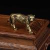 Vintage Style Brass Figurines Statue Featuring For Tiger Handmade Copper Miniature Decorative Model for Home Display