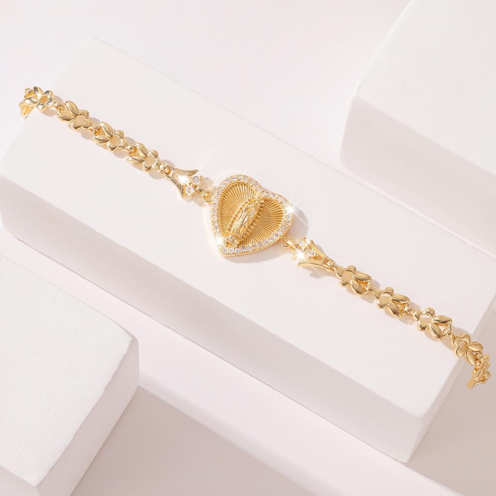 FanSibao Religiöser Schmuck Jungfrau Maria Herz Set Zirkon Armband Geeignet für Frauen und Mädchen