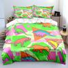 Colorful Cartoon Dinosaur Background Pattern Duvet Cover Set Digital Print Polyester Bedding with Zipper Closur for kids gifts