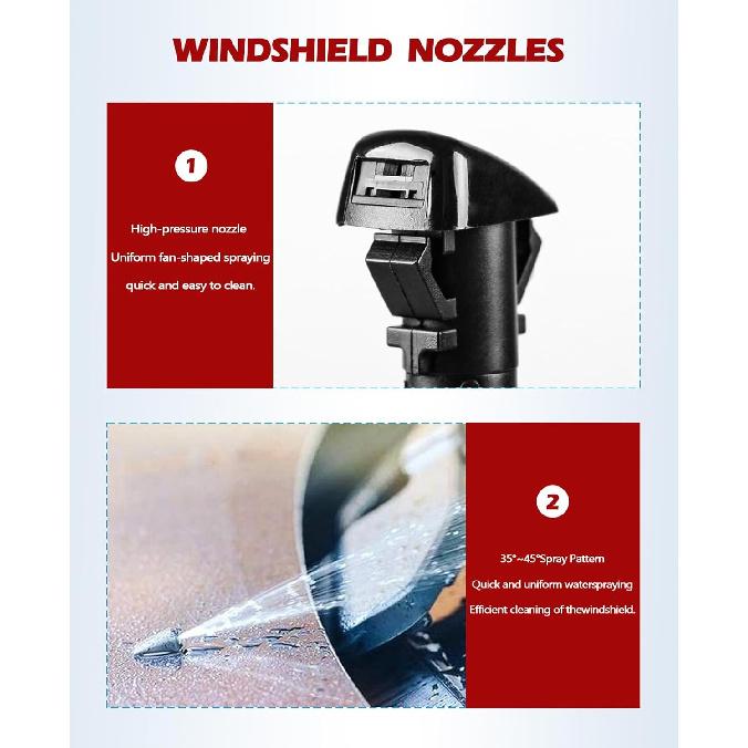 Xislet Windshield Washer Nozzle and Hood ulation Retainers, Windshield Sprayer Nozzle for Jeep, Dodge Ram, Chrysler Pt Cruiser Replaces OEM #: