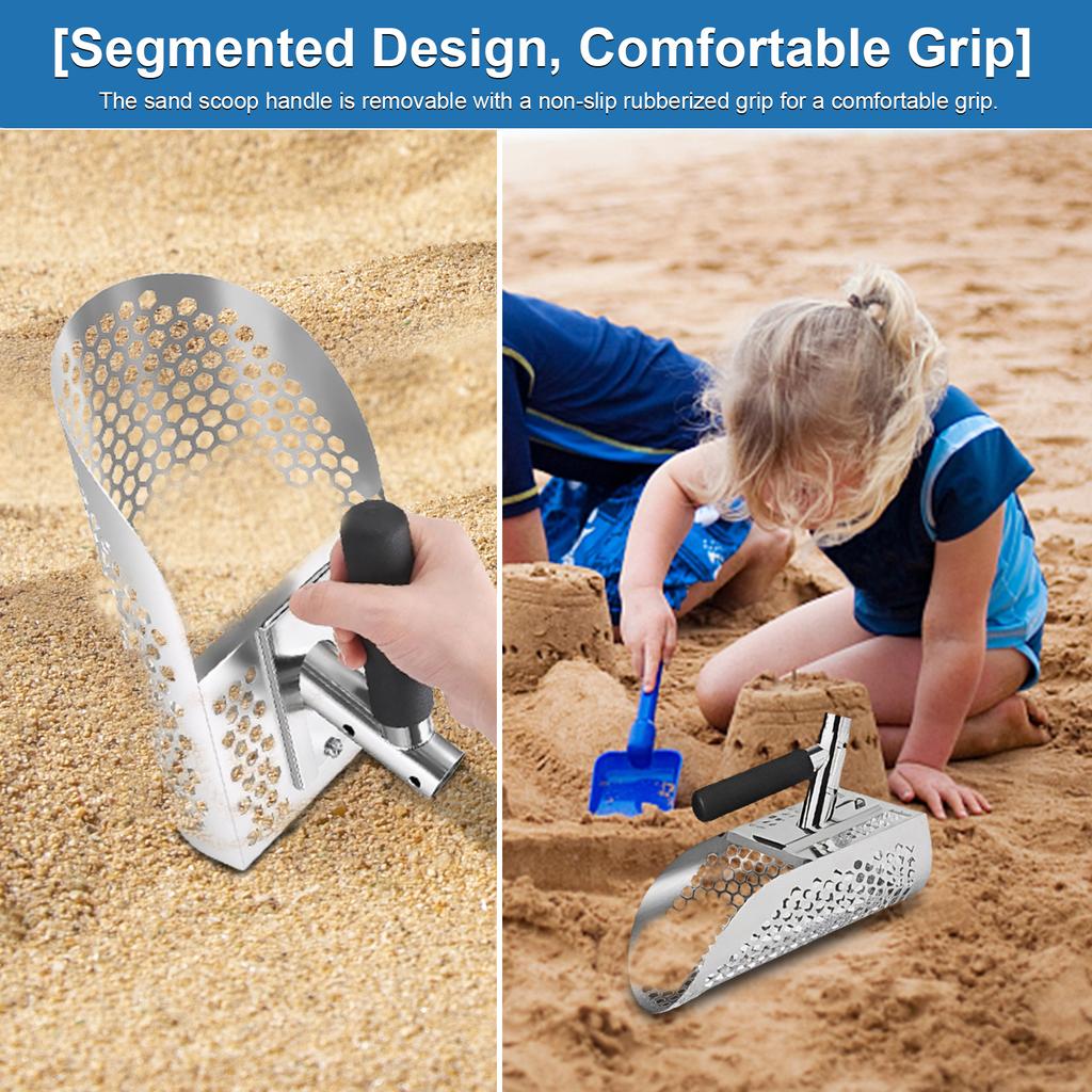 2-in-1 Edelstahl-Sandlöffel Multifunktions-Metalldetektorlöffel Verschleißfester Sand-Sieblöffel für Unterwasser-Hinterhof