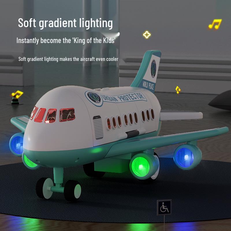 Extra Large Inertial Toy Airplane with Storage, Lights & Music - Educational Toy Set for Kids