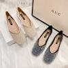 Neue Schlichte Temperamentvolle Flache Schuhe Flacher Ausschnitt Eckige Spitze Strass Erbsenschuhe Lässige Flacher Absatz Einzelne Schuhe Damen