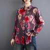 Literary Large-size Casual Shirt Women's Spring New Single-breasted Flower Print Long-sleeved Shirt Shirt Sunscreen Shirt