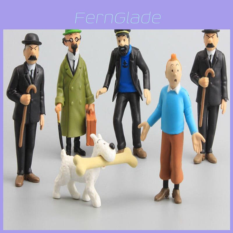 Colorful 6pcs The Adventures Of Tintin Action Figure Set For Kids Gift And Play