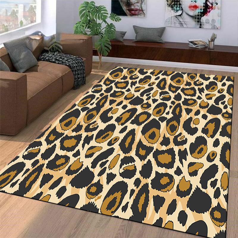 Leopard Print Carpet Pattern with Distressed Brown Spots and Beige Background Style Suitable for Use As an Anti-slip    for    Room and Bedroom Sofas