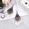GemChic Women's New Vintage Rhomboid Natural Stone Long Tassel Fringe Earrings Ethnic Fashion Hook Earrings Birthday Christmas Jewelry Gift