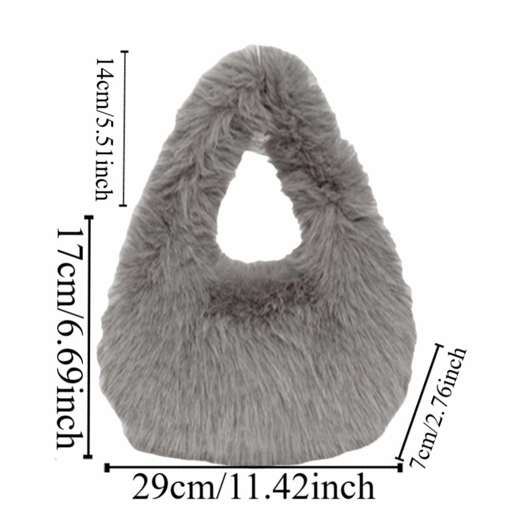 Elegant Faux Furry Texture Purse Half Moon Shape Tote Bag Trend Plush Clutch Handbags Winter