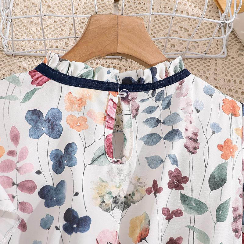 Mädchenkleid Kinderkleidung Frühling und Sommer Neuer Stil Ärmel Mädchen 8-12J Prinzessinnenkleid