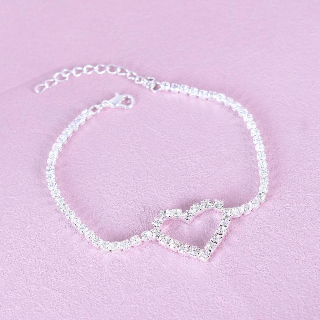 Trendy Rhinestone Heart Claw Chain Anklet for Women - European & American Style