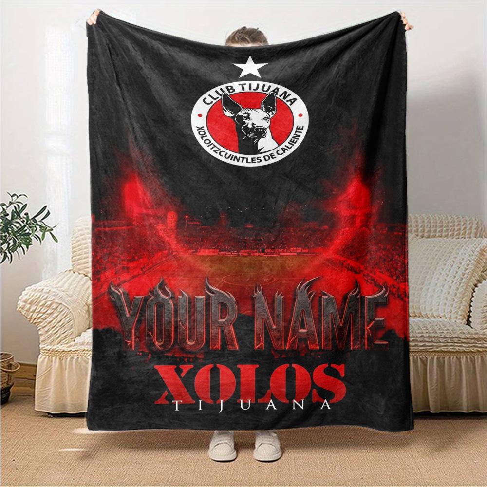 Name Custom Club Tijuana Logo Print Flannel Blanket High Quality Warm Comfortable Cover for All Seasons Perfect for Gifts Home Decor