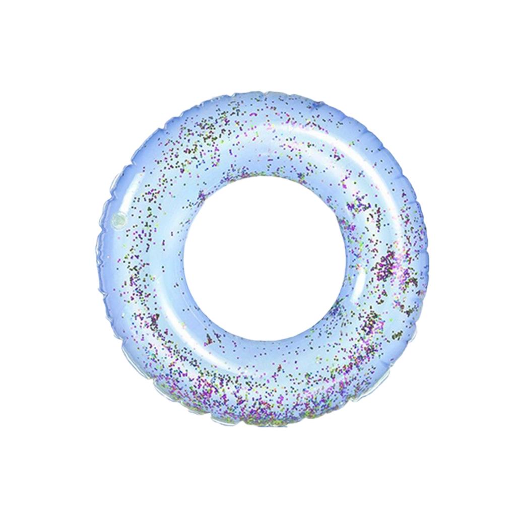 Large Inflatable Swim Ring Transparent with Glitter Design Durable PVC Material Pool Float for Adults and Kids Summer Water Fun