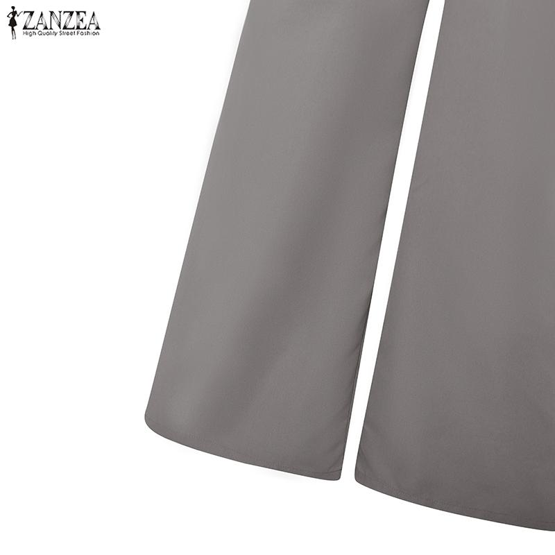 ZANZEA Women Summer V-Neck Casual Short Sleeve Wide Leg Jumpsuits